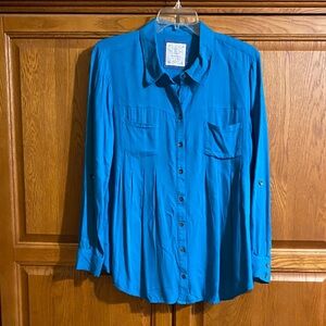 Style & Co. Vibrant Blue Button-Up Blouse